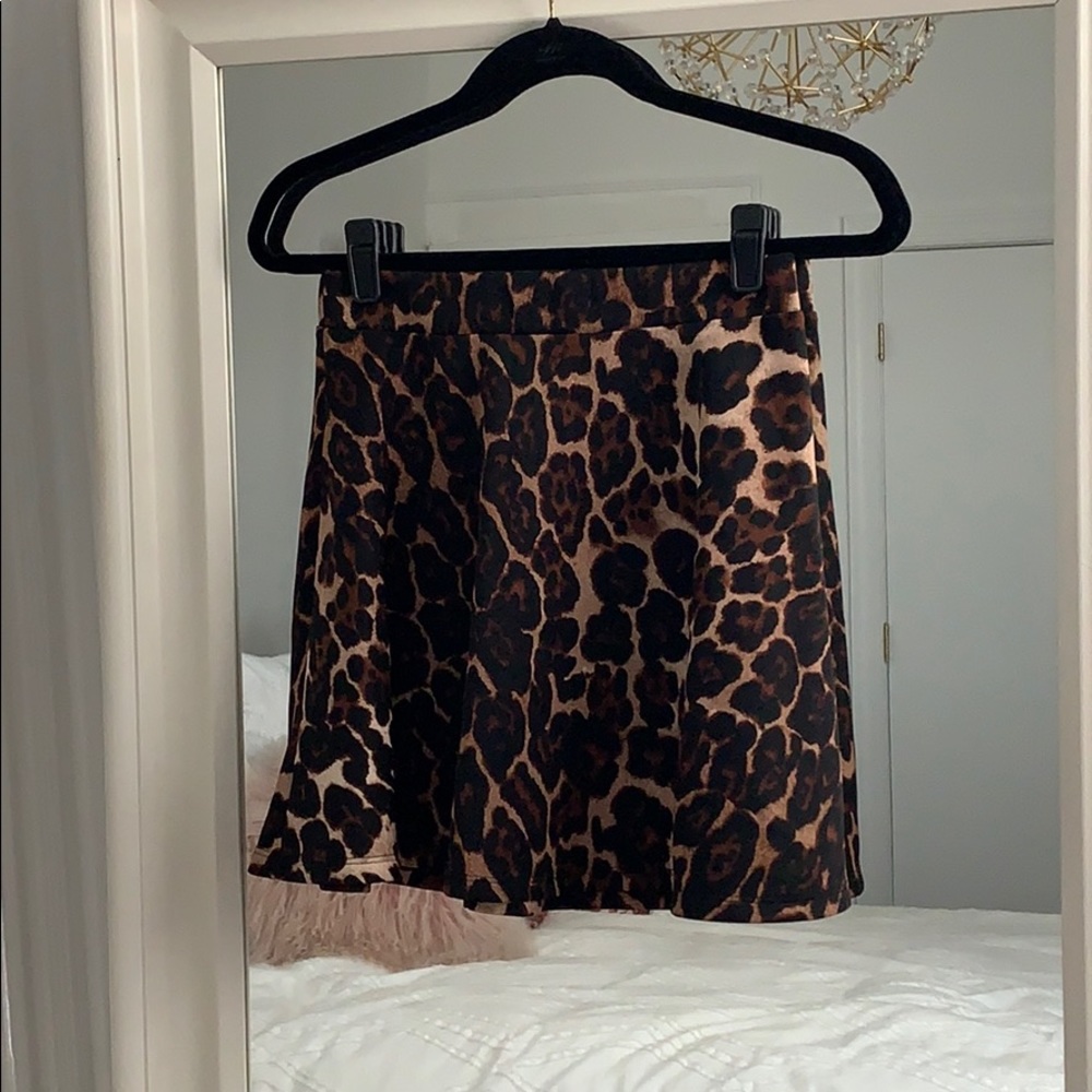 Leopard Print Skater Skirt